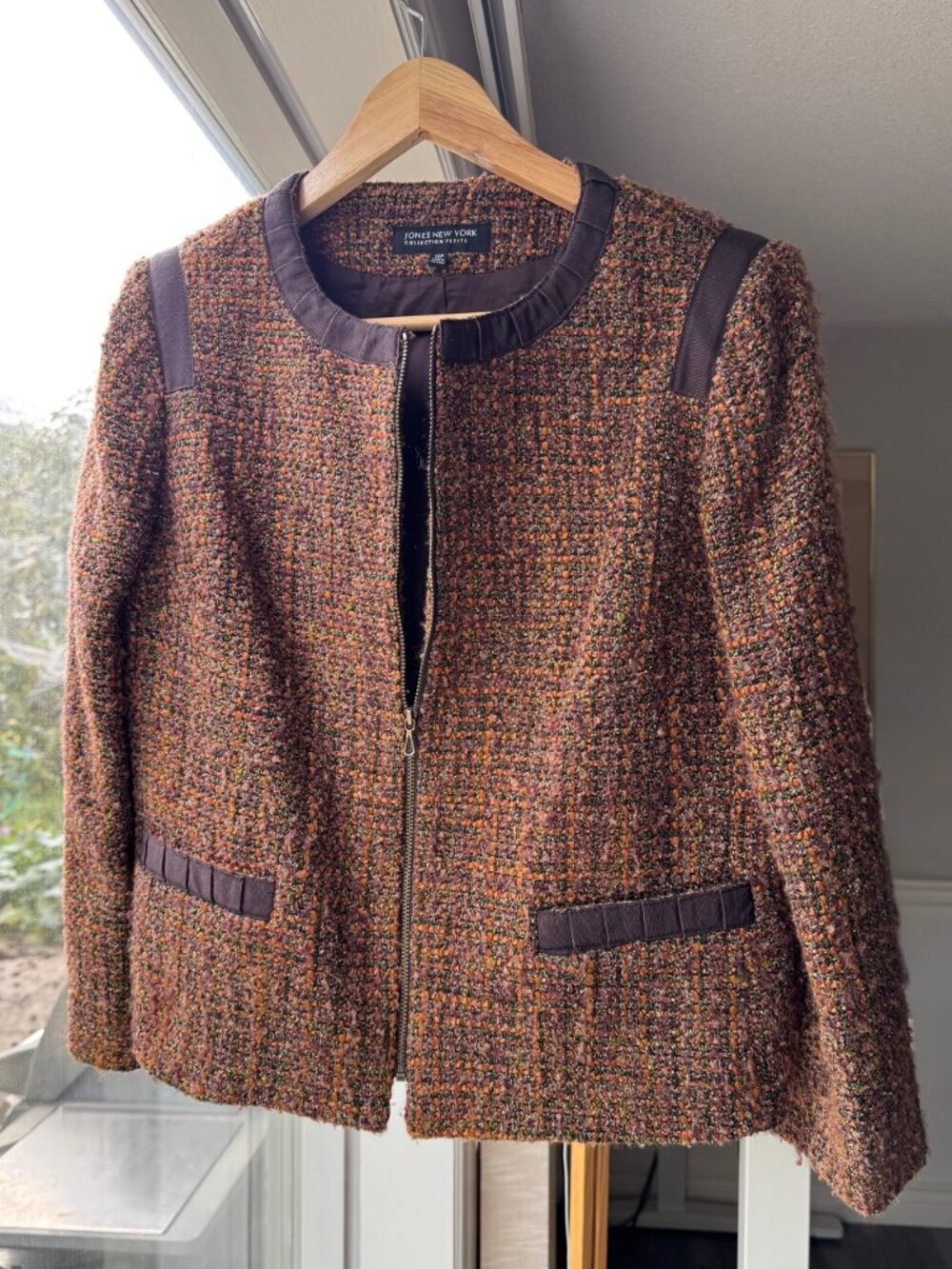 Jones New York Collection Petite Textured Tweed Jacket - Size 12P
